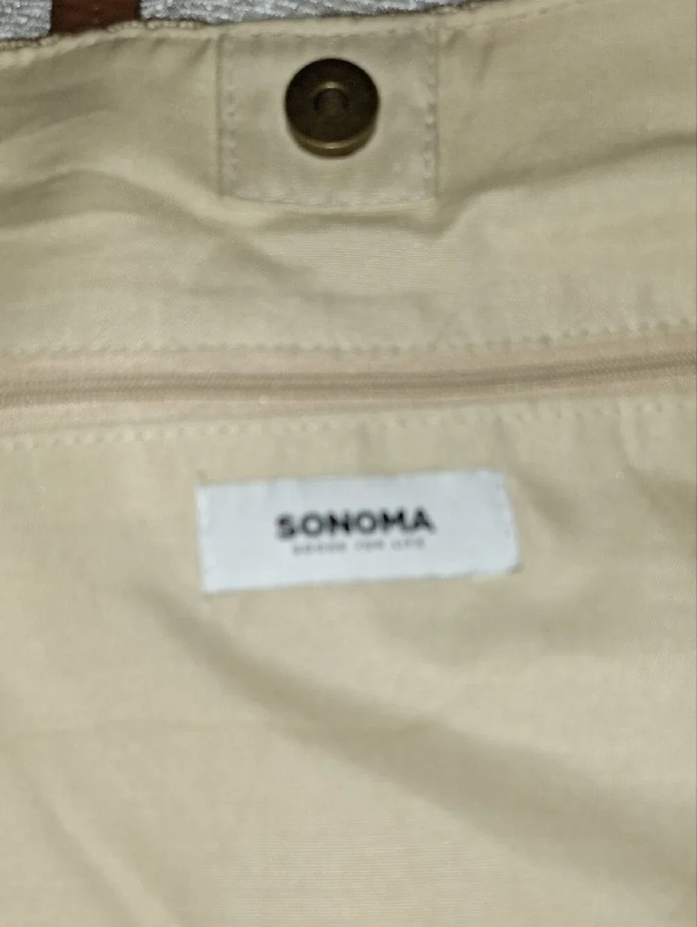 SONOMA Natural Woven Tote with Brown Handles